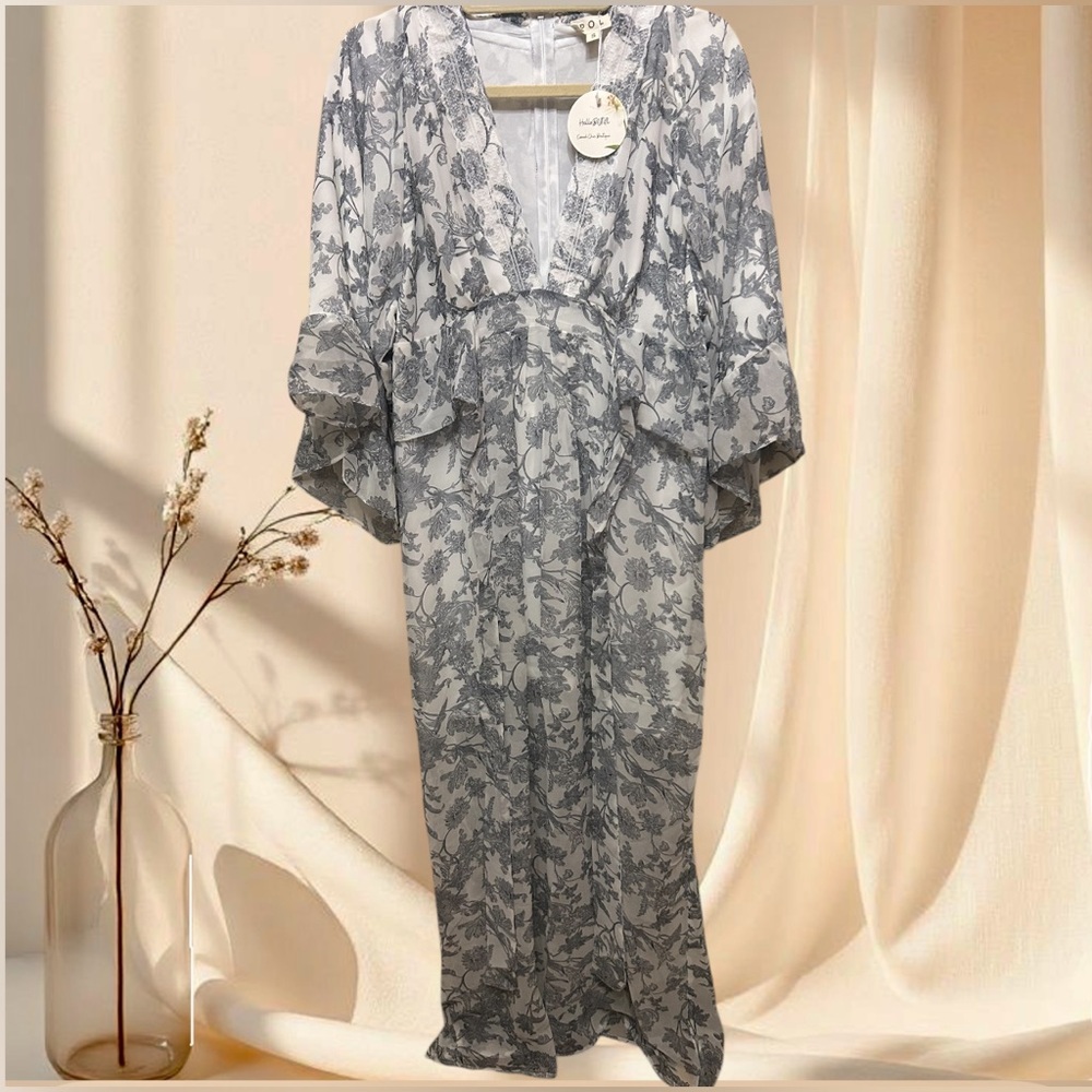 POL Elegant Floral Organza Maxi Dress Boho Elegance - Picture 8 of 11